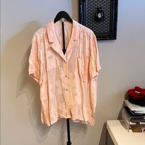 Women's Peach Floral Button Down Shirt
